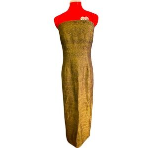 90s Original Tags Carmen Marc Valvo Beaded Tapestry Gown